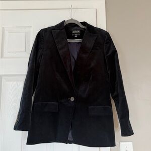 J. Crew Willa Black Velvet Single Breasted Blazer Office Business
